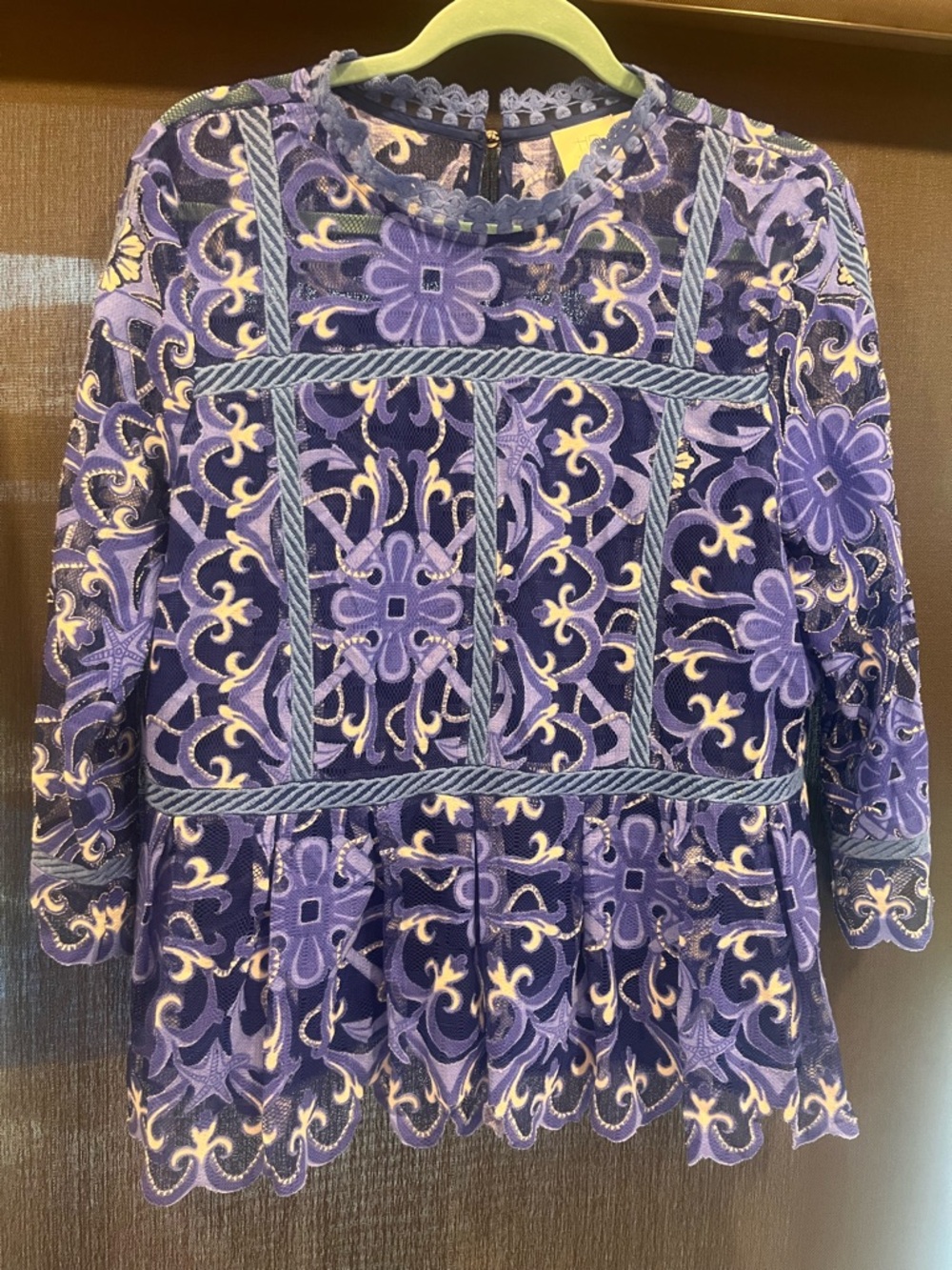 HD in Paris for Anthropology blue Lace Top with Navy Accent worn once